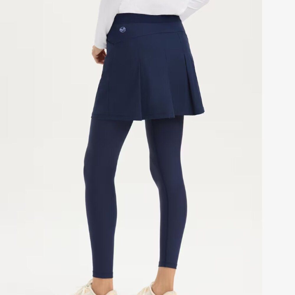 Like New! RENWICK Women's Pleated Back Skirted Legging Navy in Size S